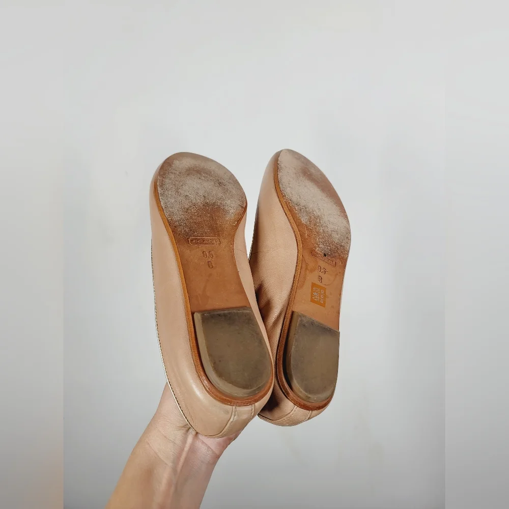Coach Beige Loafers with Silver Accent, Size 9.5B